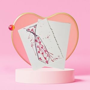 Watercolor Art Set of 3 Blank inside Valentine's/ Fathers Day greeting cards